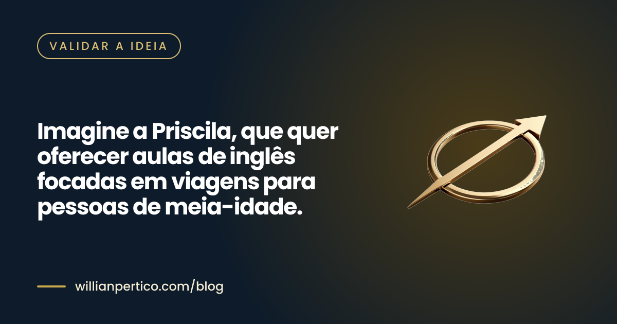 Imagine a Priscila, que quer oferecer aulas de inglês focadas em viagens para pessoas de meia-idade.
